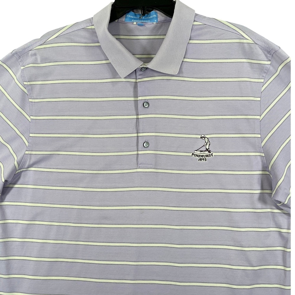 Pinehurst Fairway &‎ Greene Polo Mens XL Purple Striped Embroidered Golf Shirt